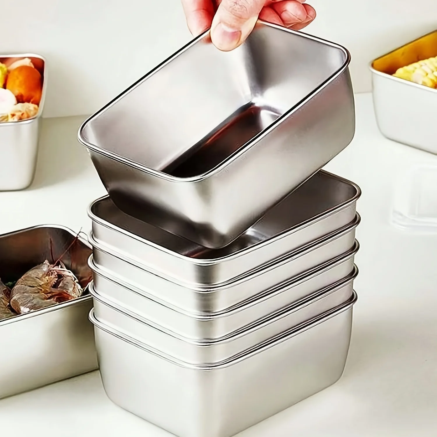 Food Storage Aluminum Containers - Conjunto de recipientes de aço inoxidável