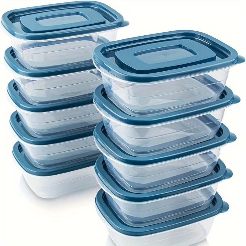 Food Storage Plastic Containers With Lids - Conjunto de 6 Recipientes Transparentes Empilháveis