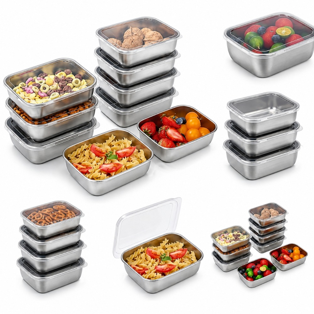 Food Storage Square Containers - Conjunto de 6 Recipientes de Armazenamento