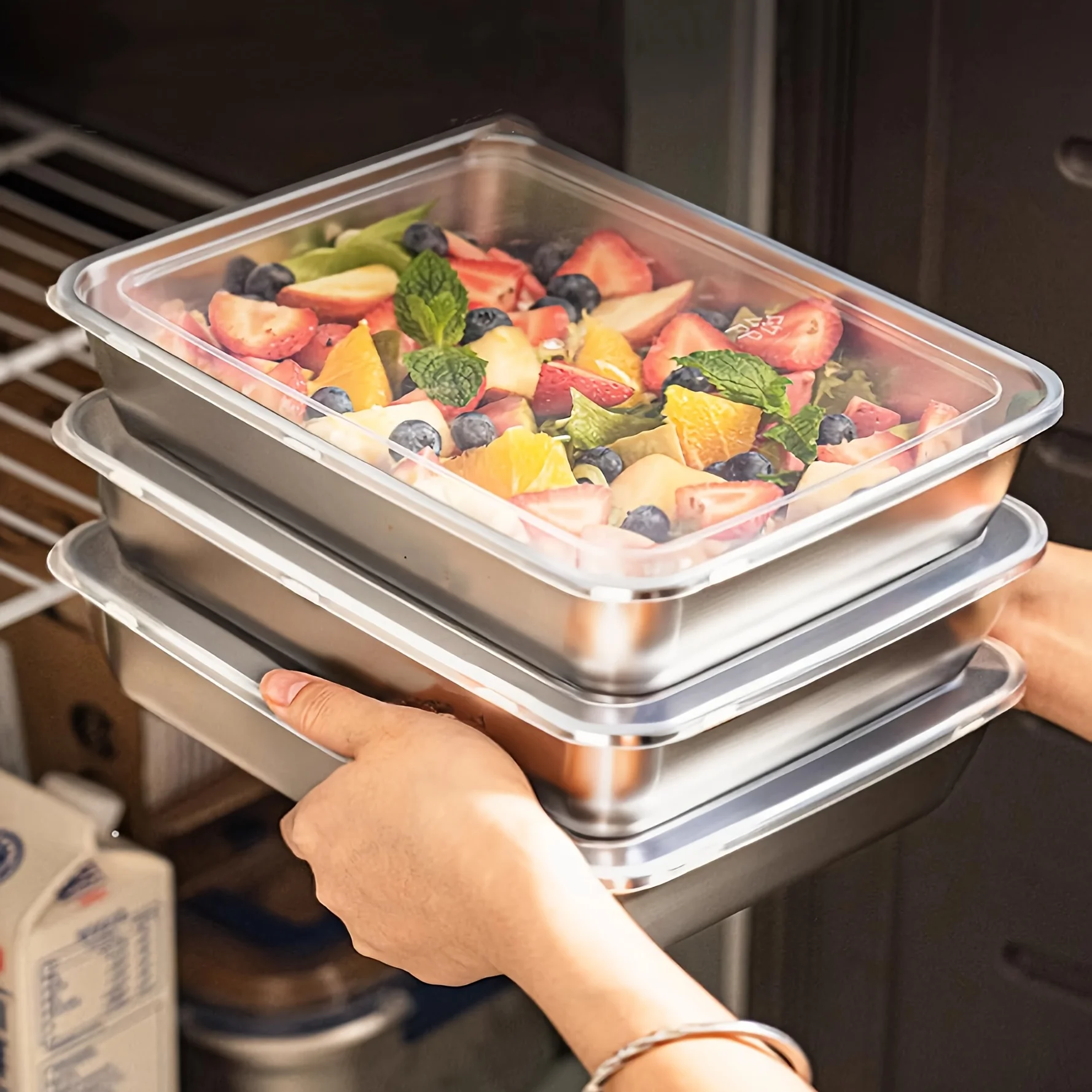 Food Storage Lunch Box - Conjunto de 3 Recipientes de Aço
