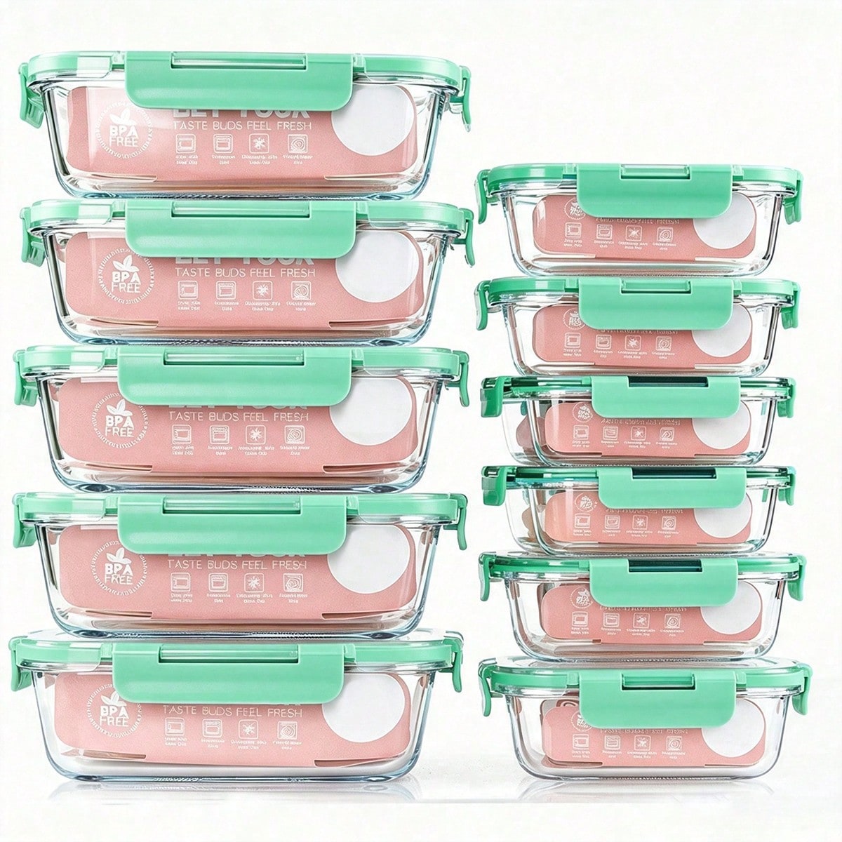 Food Storage Lunch Box - Conjunto de 10 Recipientes de Vidro