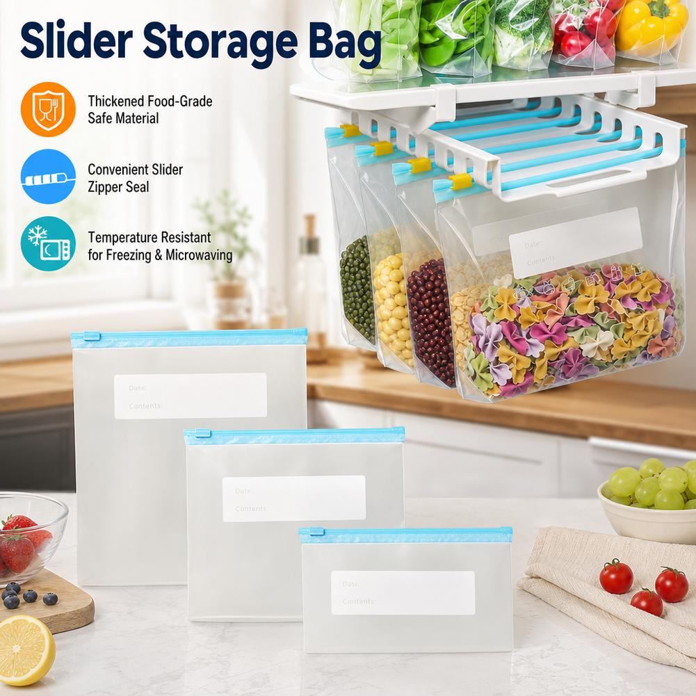 Food Storage Bags Zip Lock Pouch - 10-20 Peças de Sacos Plásticos Reutilizáveis