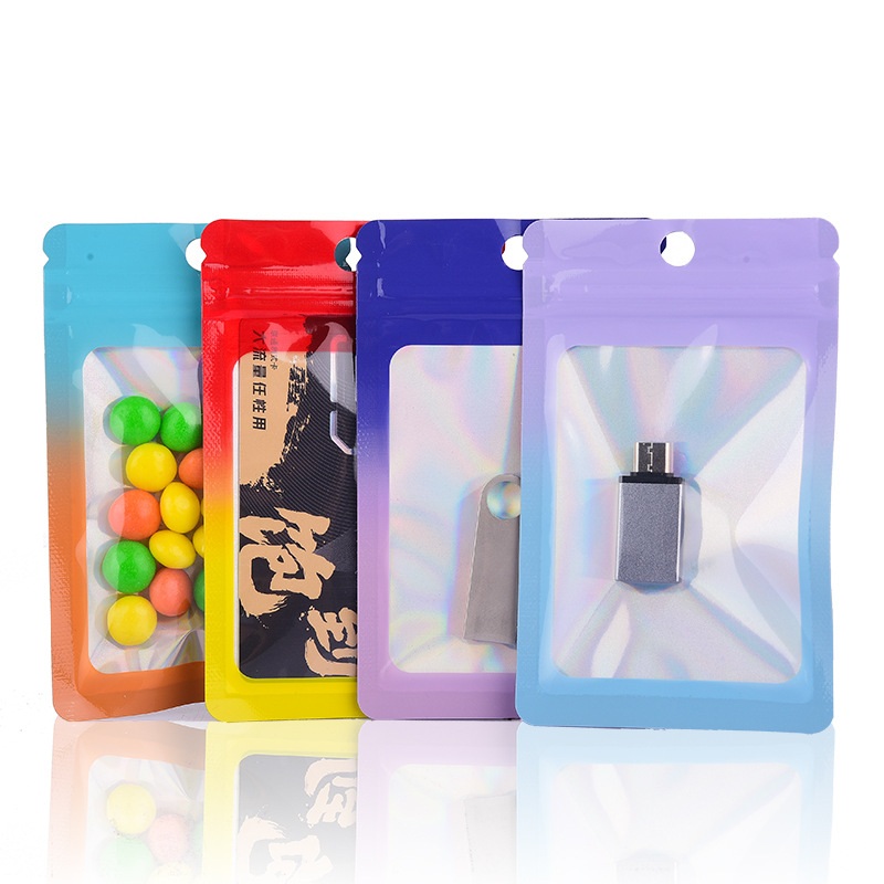 1000 pçs laser cor gradiente z - Food Storage Bags Zip Lock Pouch avaliação e preço