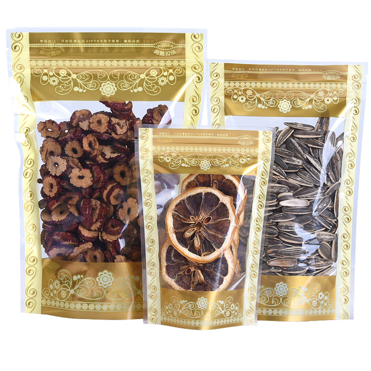 100 pçs stand-up plástico ouro - Food Storage Bags Zip Lock Pouch avaliação e preço