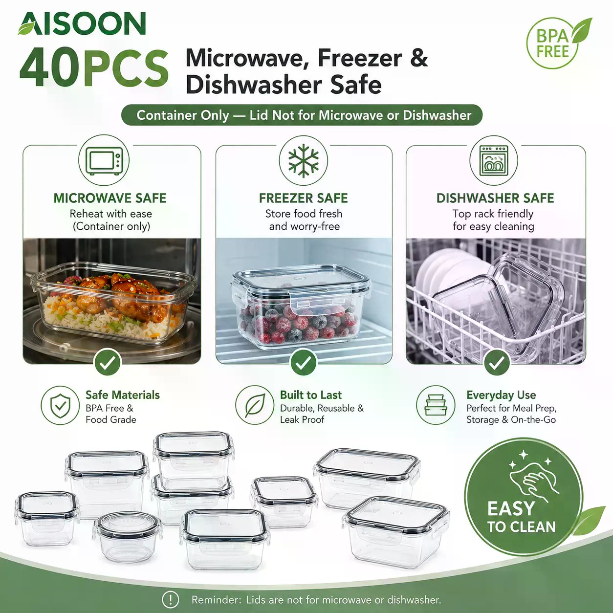 Conjunto de 40 Recipientes de  - Food Storage Square Containers avaliação e preço