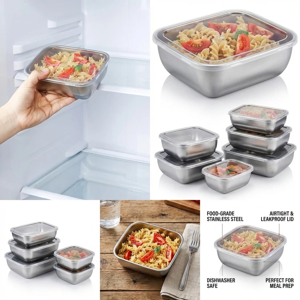 Conjunto de 6 Recipientes de A - Food Storage Square Containers avaliação e preço