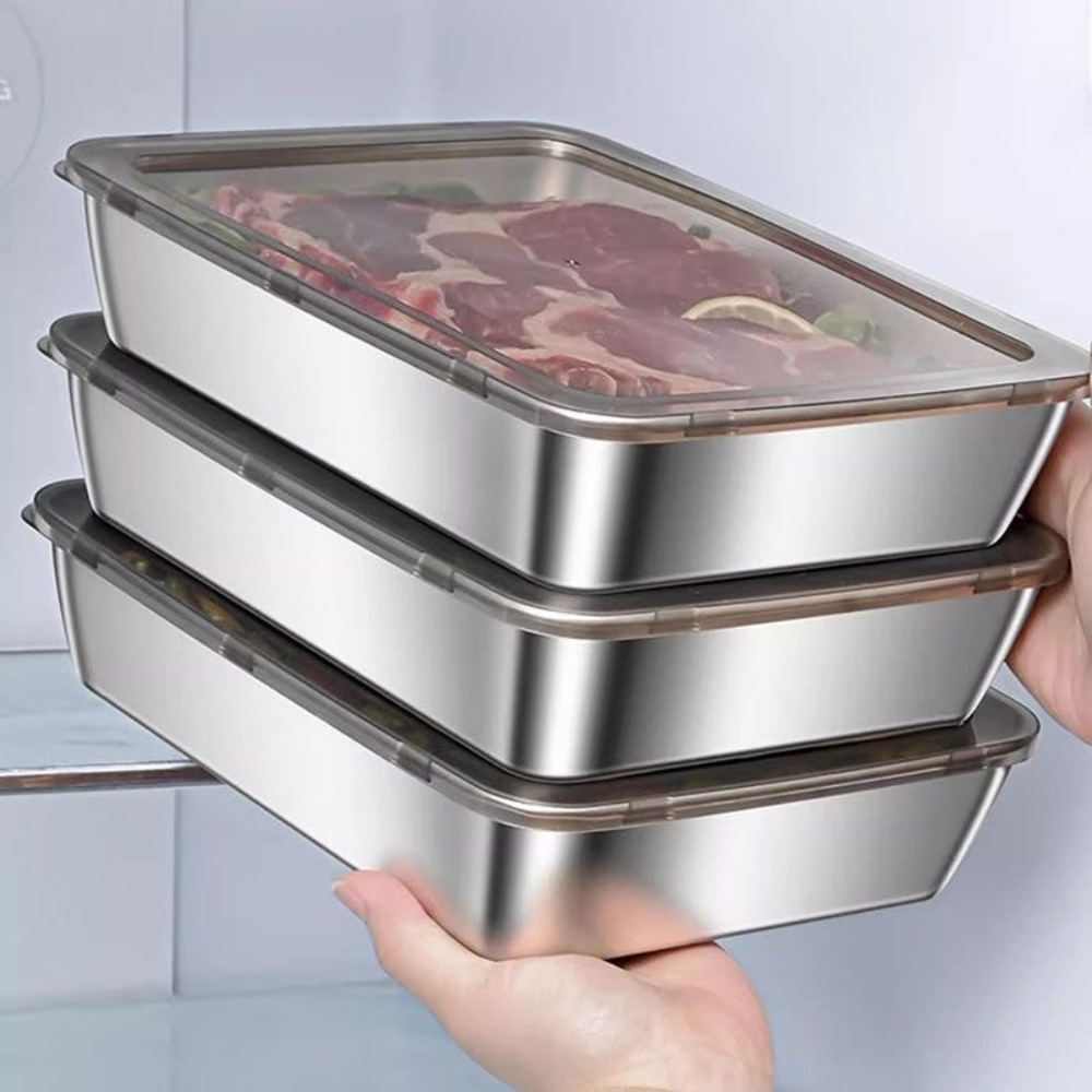 Bandeja de Servir em Aço Inoxi - Food Storage Square Containers avaliação e preço