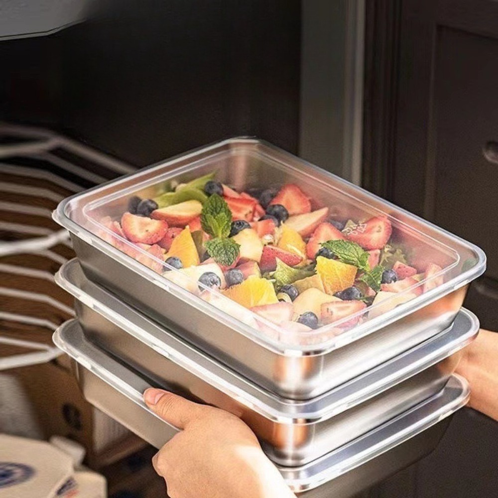 Bandeja de Servir em Aço Inoxi - Food Storage Square Containers avaliação e preço