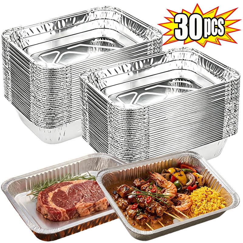 30 Peças de Bandejas Retangula - Food Storage Aluminum Containers avaliação e preço