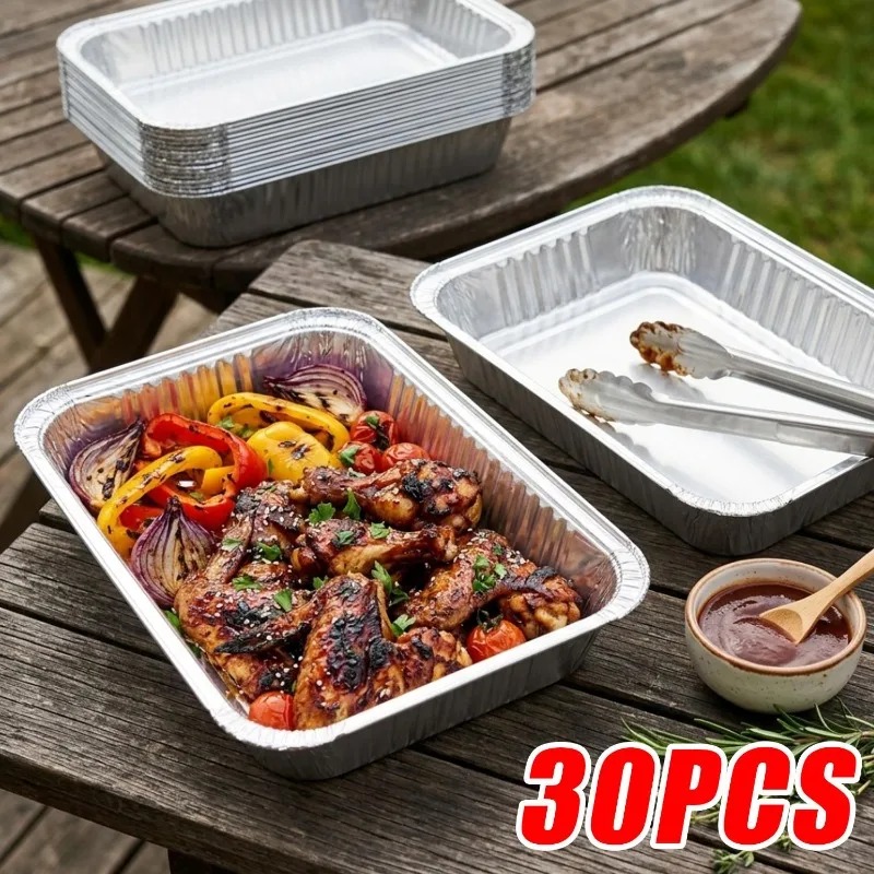 30 Peças de Bandejas Retangula - Food Storage Aluminum Containers avaliação e preço